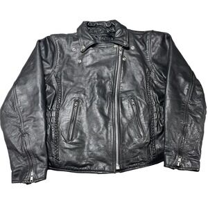 X Element Womens‎ Black Genuine Leather Biker Motor Jacket Insulated Size XL VTG